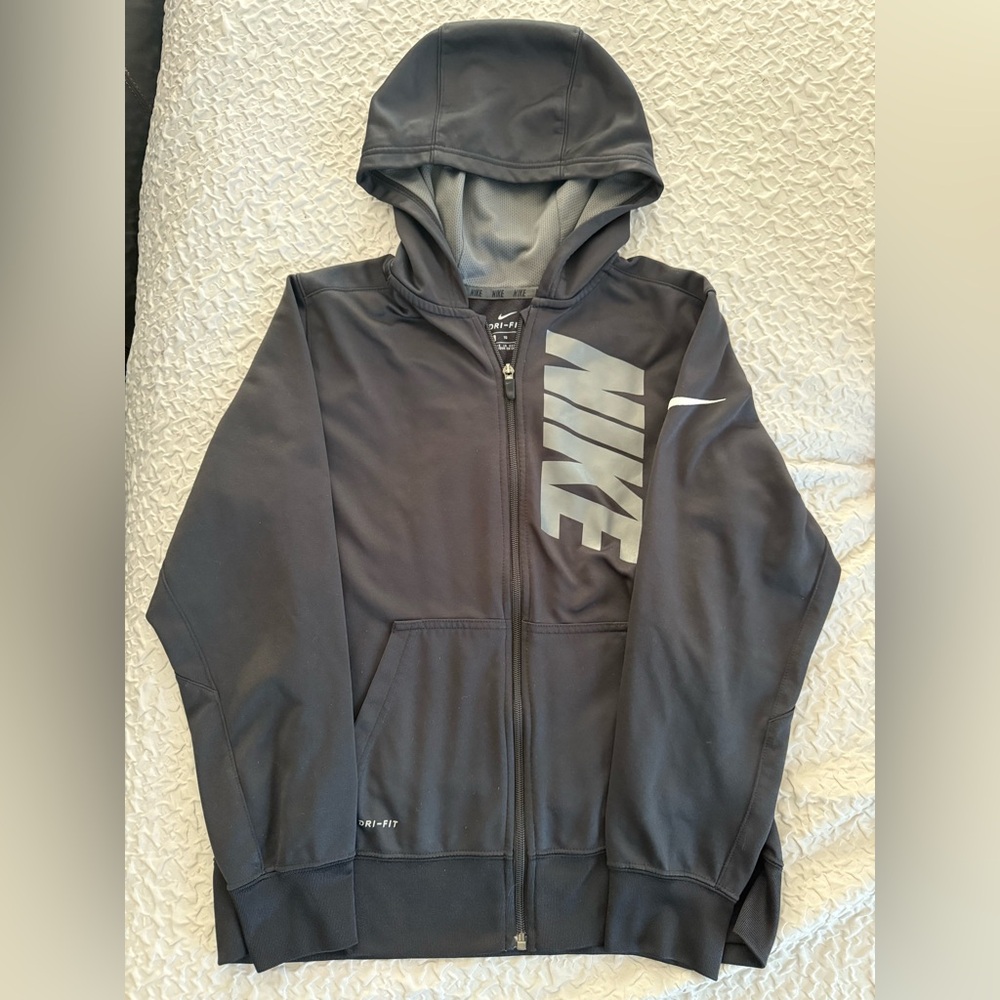 Nike Black and Gray Dri-FIT Hoodie, Kids XL